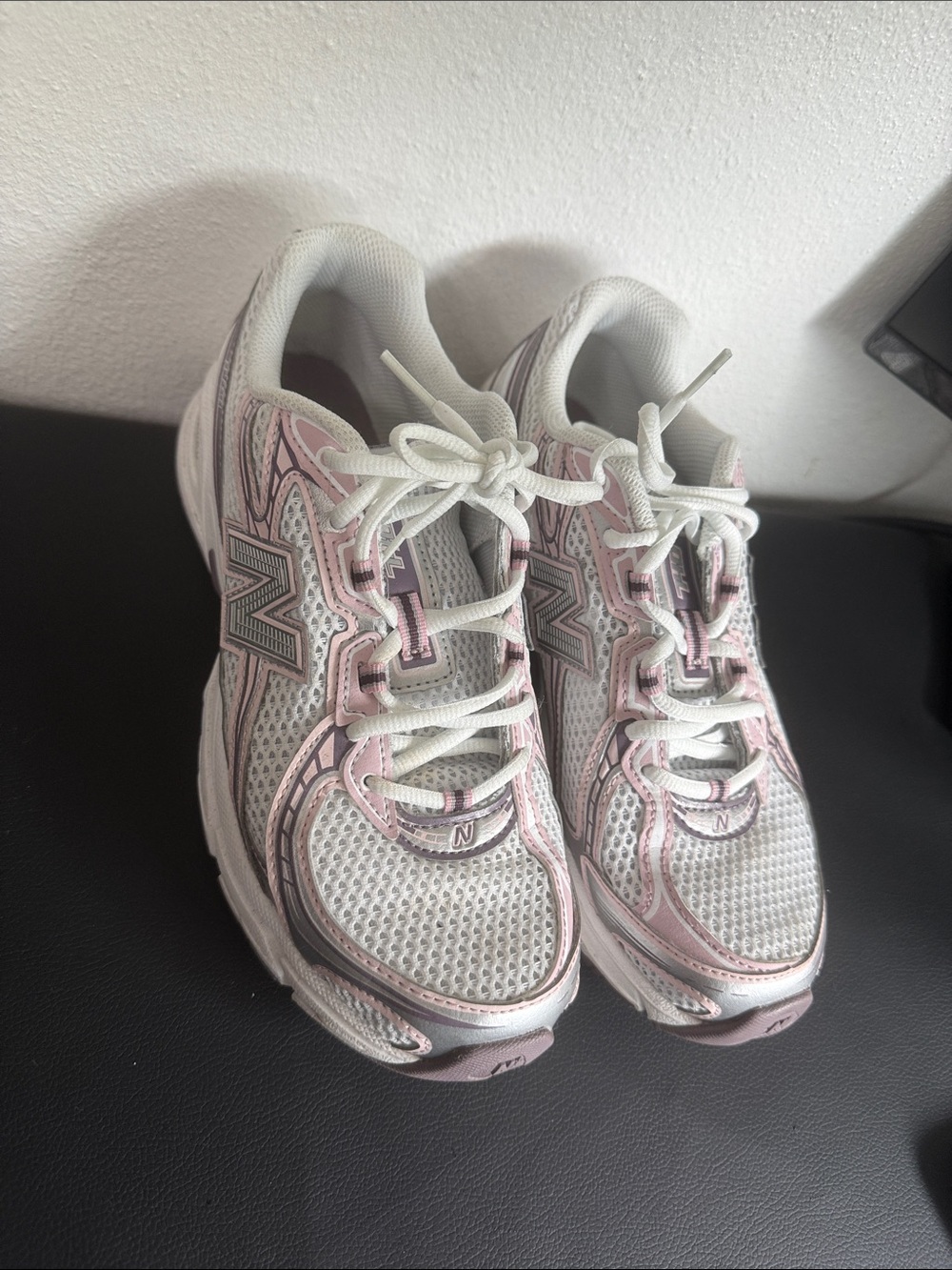 New Balance White & Light Pink Walking Sneakers
